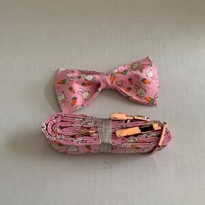 Unique Style Paws Adjustable Cotton Dog Collar With Bowtie Large Dog